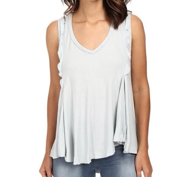 Free People Bondi Waffle Knit Tank Top Seafoam Green Size Small Oversized - Picture 2 of 11